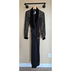 Vintage John Roberts‎ black and gold jumpsuit long sleeved women's size 6